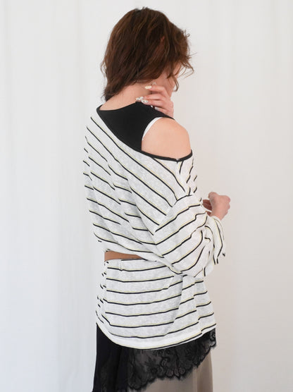 Boat neck smooth ボーダーカットソー