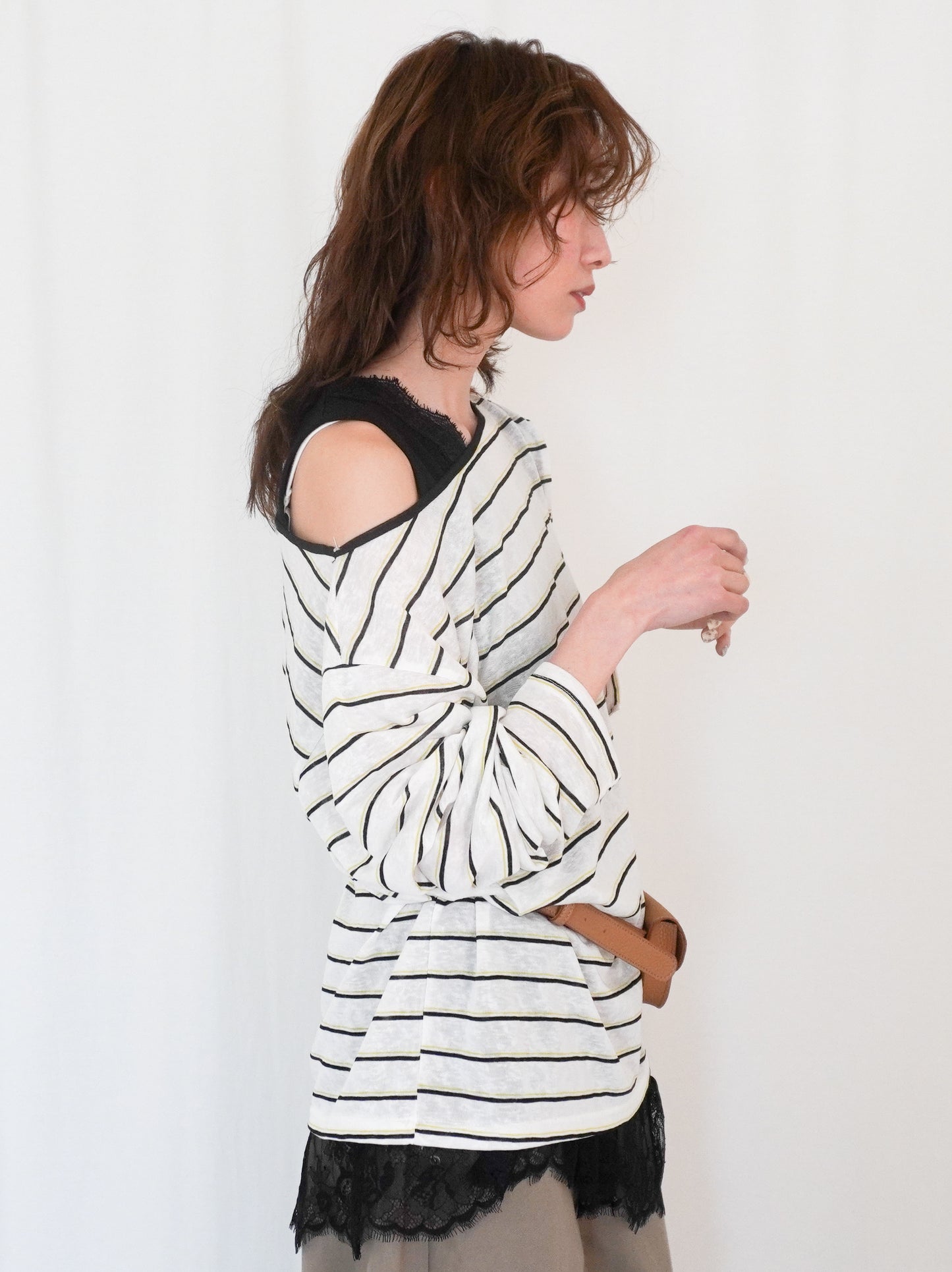 Boat neck smooth ボーダーカットソー
