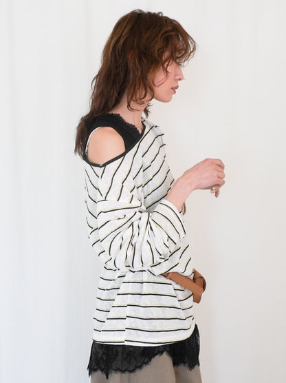 Boat neck smooth ボーダーカットソー