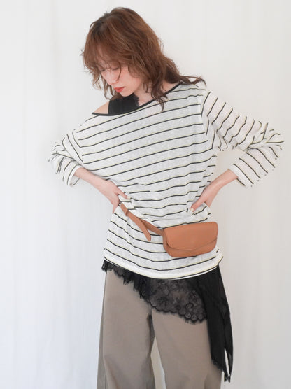 Boat neck smooth ボーダーカットソー