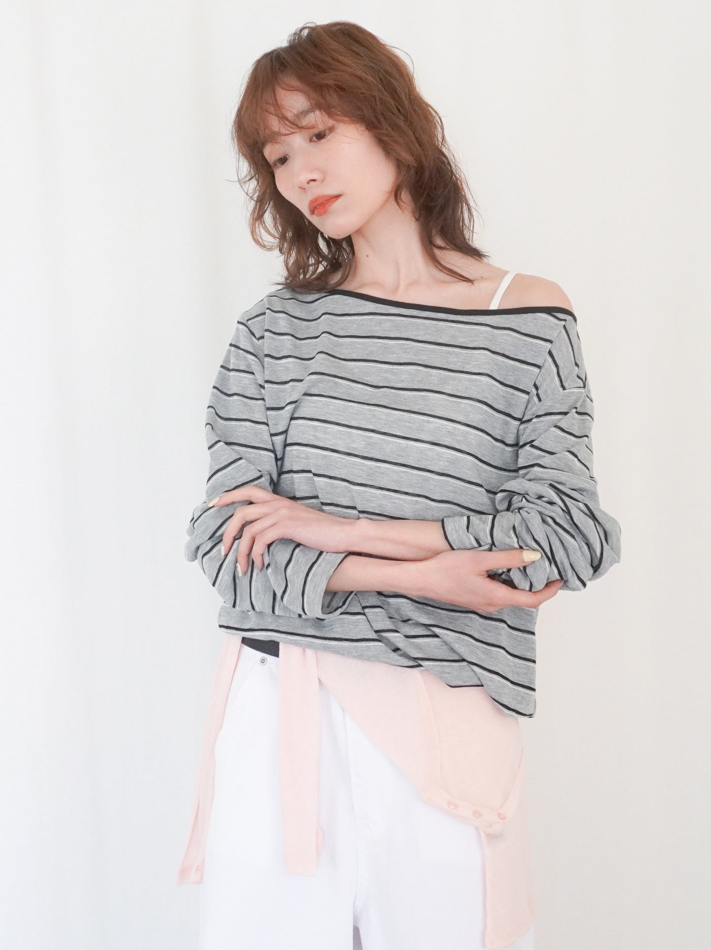 Boat neck smooth ボーダーカットソー