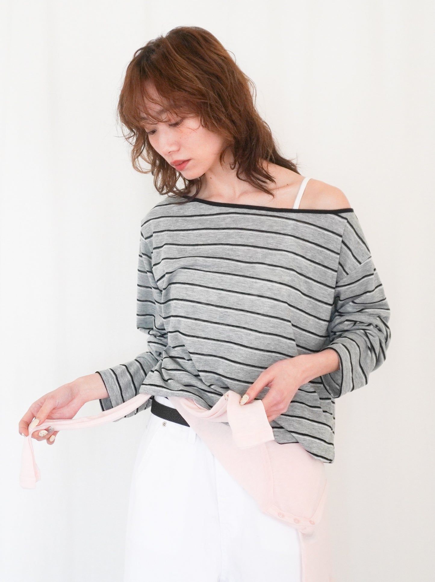 Boat neck smooth ボーダーカットソー