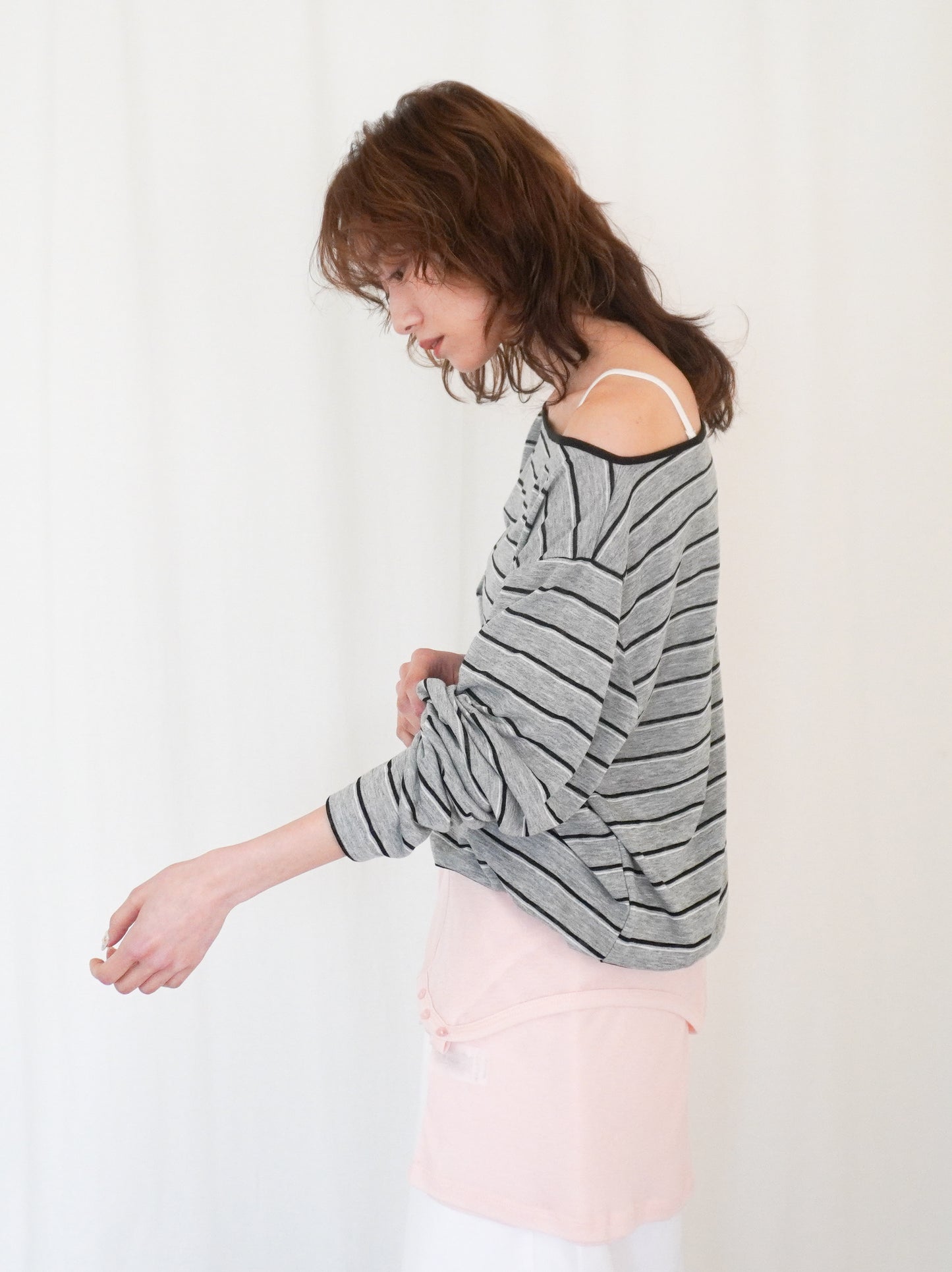 Boat neck smooth ボーダーカットソー