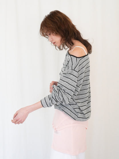 Boat neck smooth ボーダーカットソー