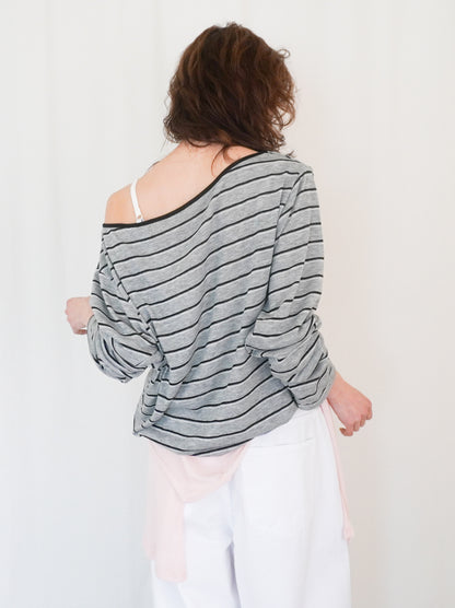 Boat neck smooth ボーダーカットソー