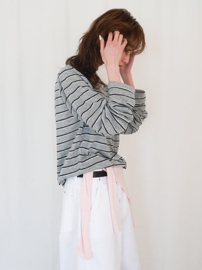 Boat neck smooth ボーダーカットソー