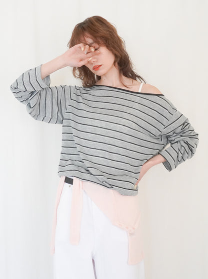 Boat neck smooth ボーダーカットソー
