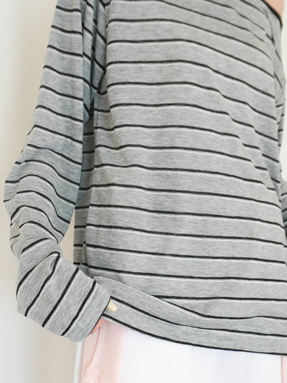 Boat neck smooth ボーダーカットソー