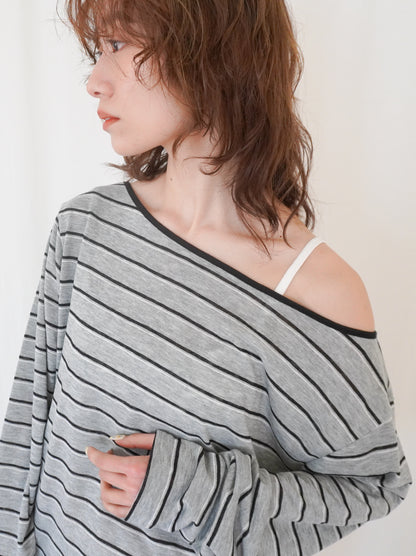 Boat neck smooth ボーダーカットソー
