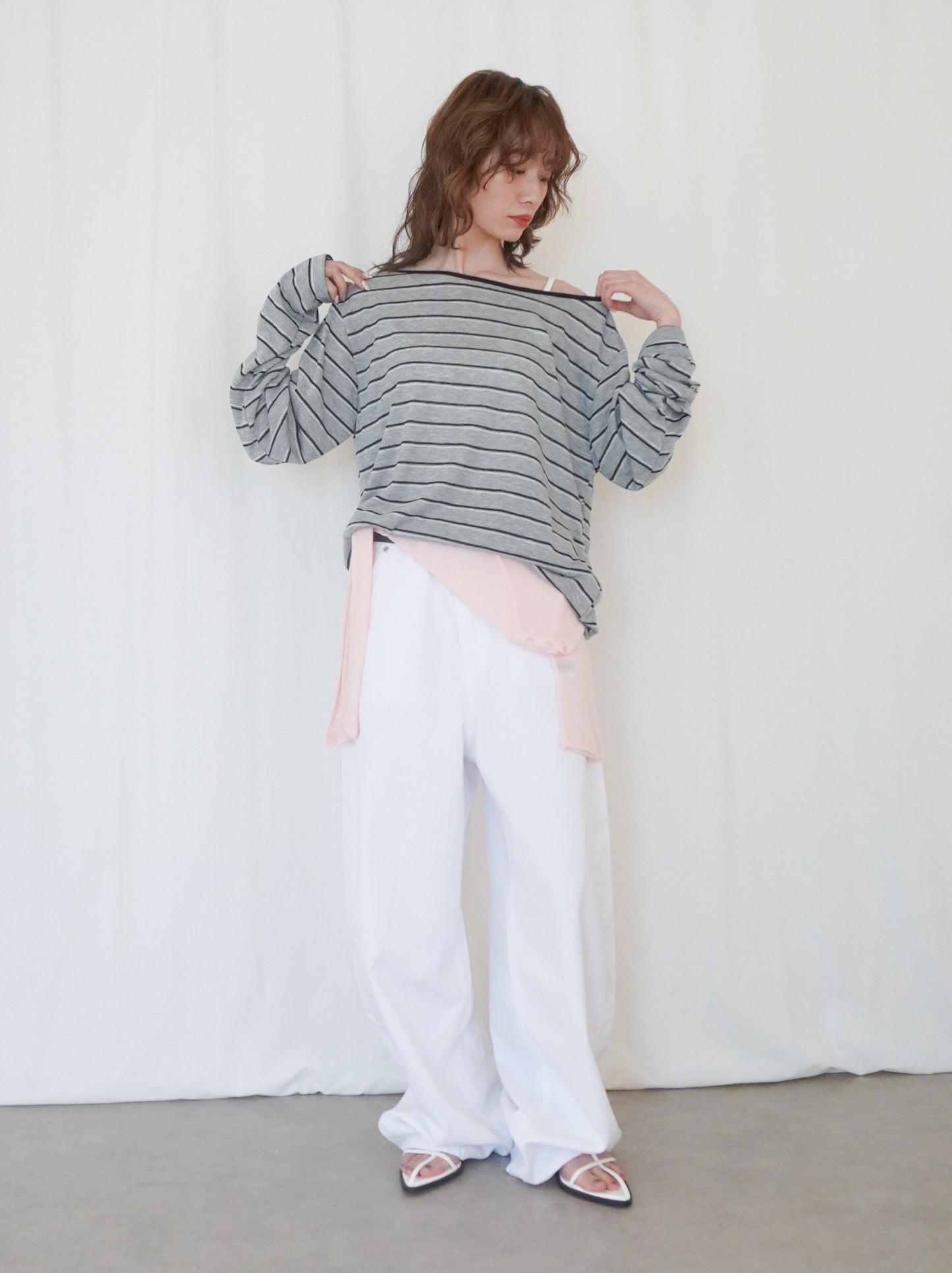 Boat neck smooth ボーダーカットソー