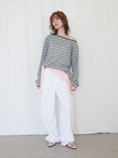 Boat neck smooth ボーダーカットソー