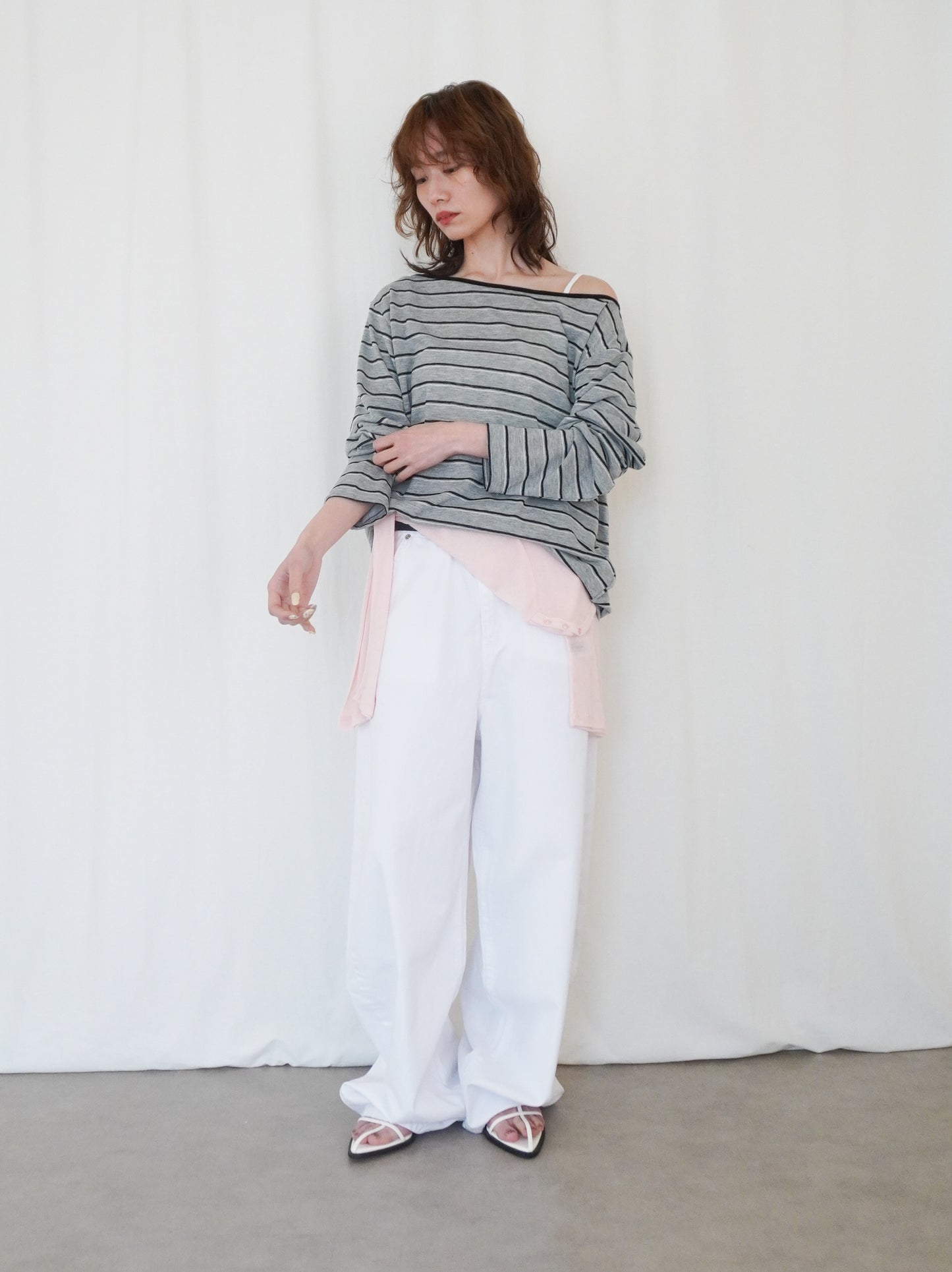 Boat neck smooth ボーダーカットソー
