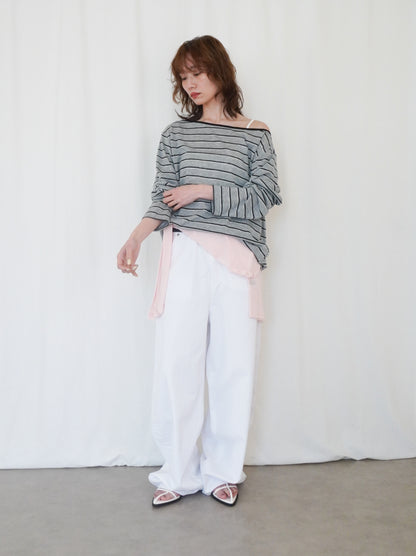 Boat neck smooth ボーダーカットソー