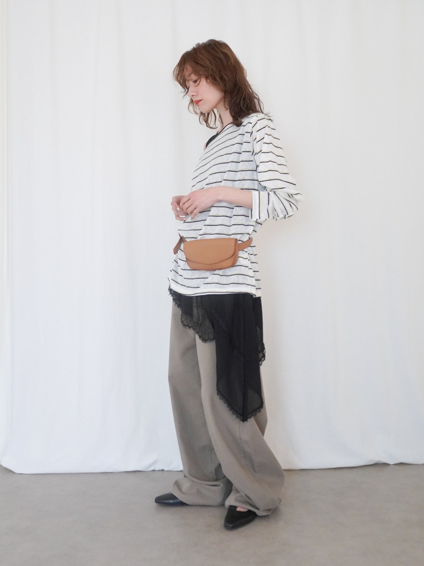 Boat neck smooth ボーダーカットソー
