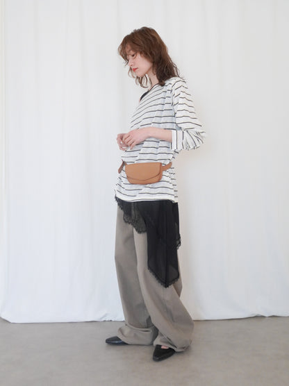 Boat neck smooth ボーダーカットソー