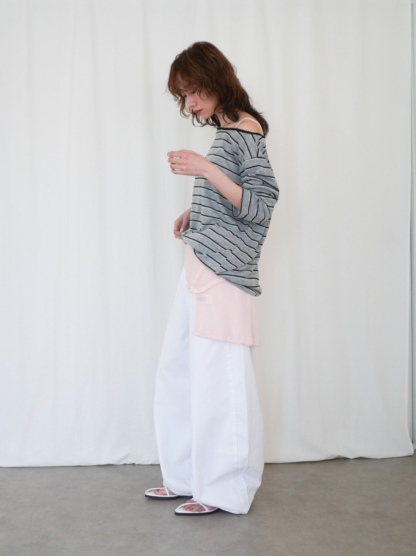 Boat neck smooth ボーダーカットソー
