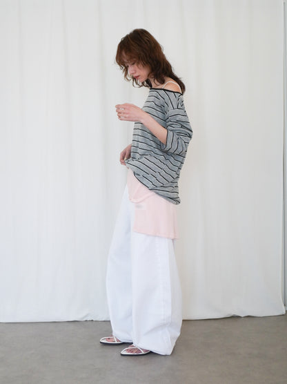 Boat neck smooth ボーダーカットソー