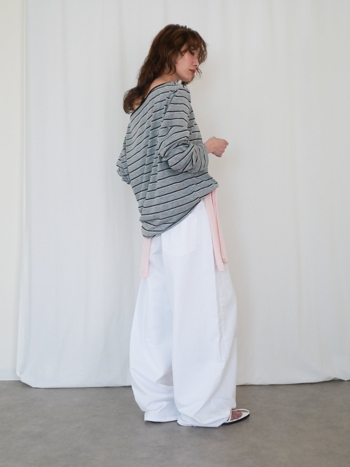 Boat neck smooth ボーダーカットソー