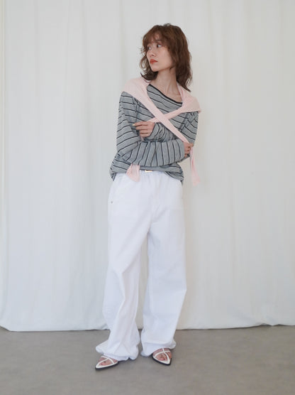Boat neck smooth ボーダーカットソー