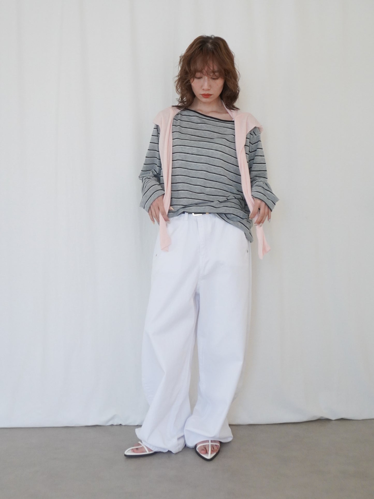 Boat neck smooth ボーダーカットソー