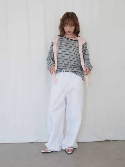 Boat neck smooth ボーダーカットソー