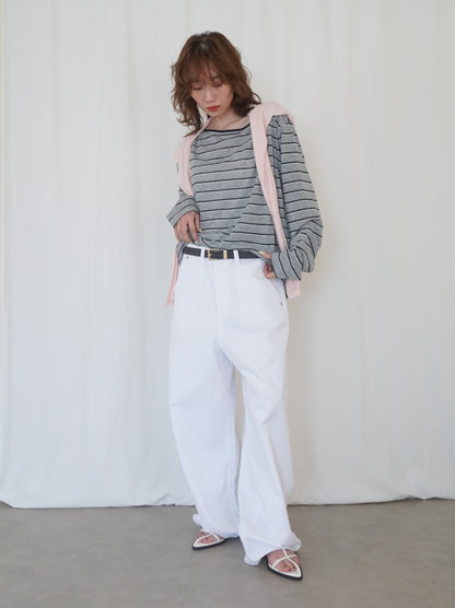 Boat neck smooth ボーダーカットソー