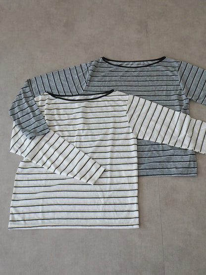 Boat neck smooth ボーダーカットソー