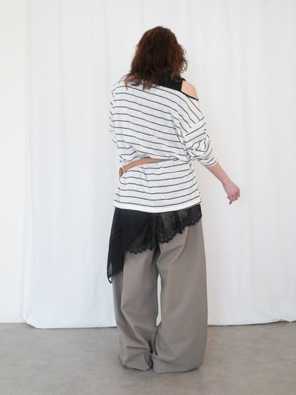 Boat neck smooth ボーダーカットソー