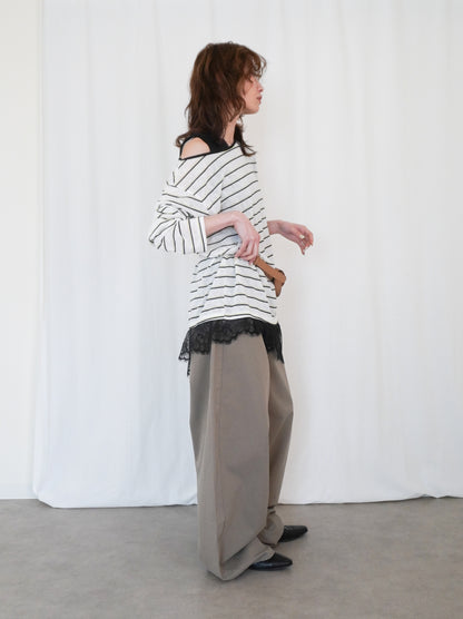 Boat neck smooth ボーダーカットソー