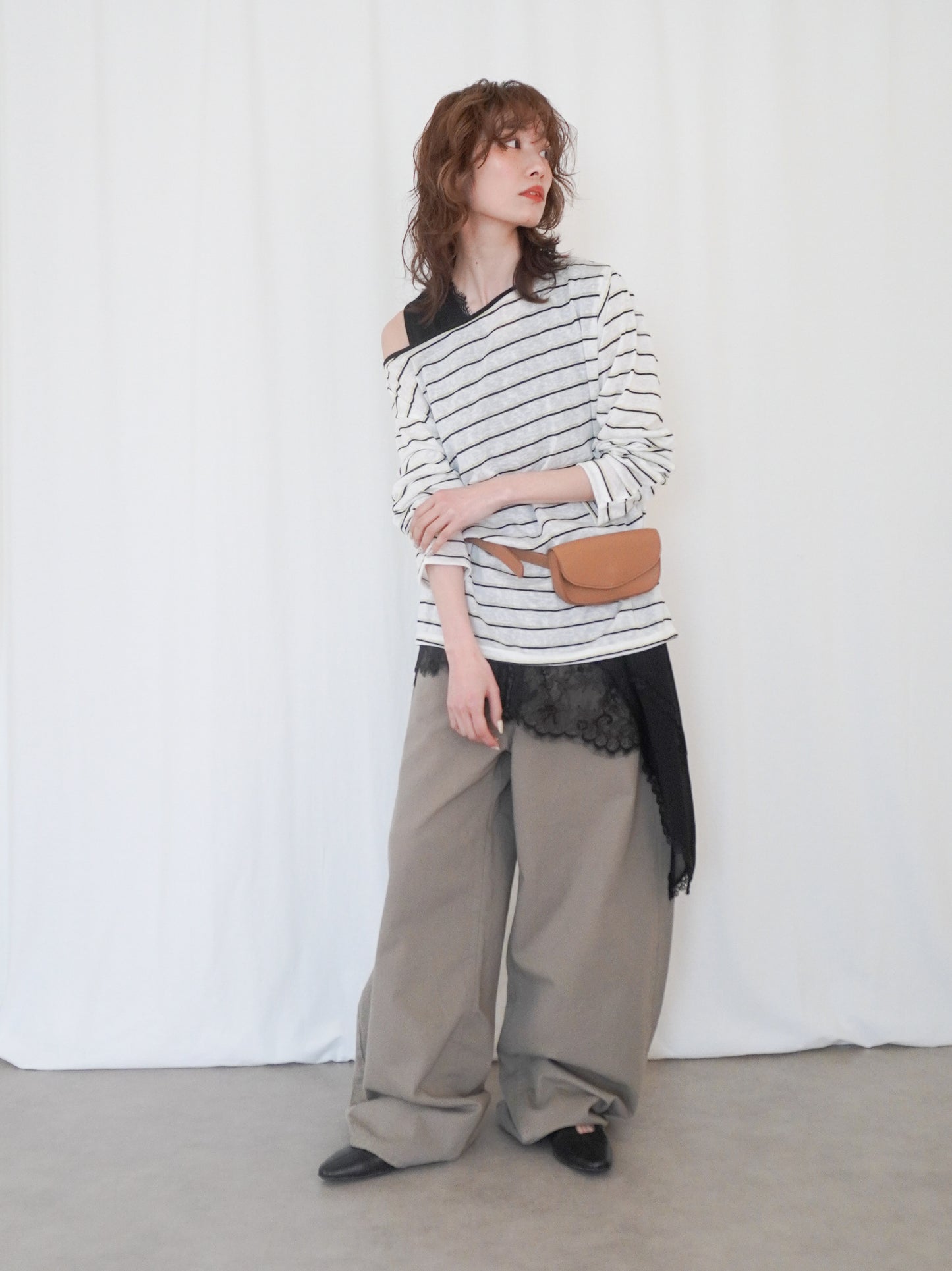 Boat neck smooth ボーダーカットソー