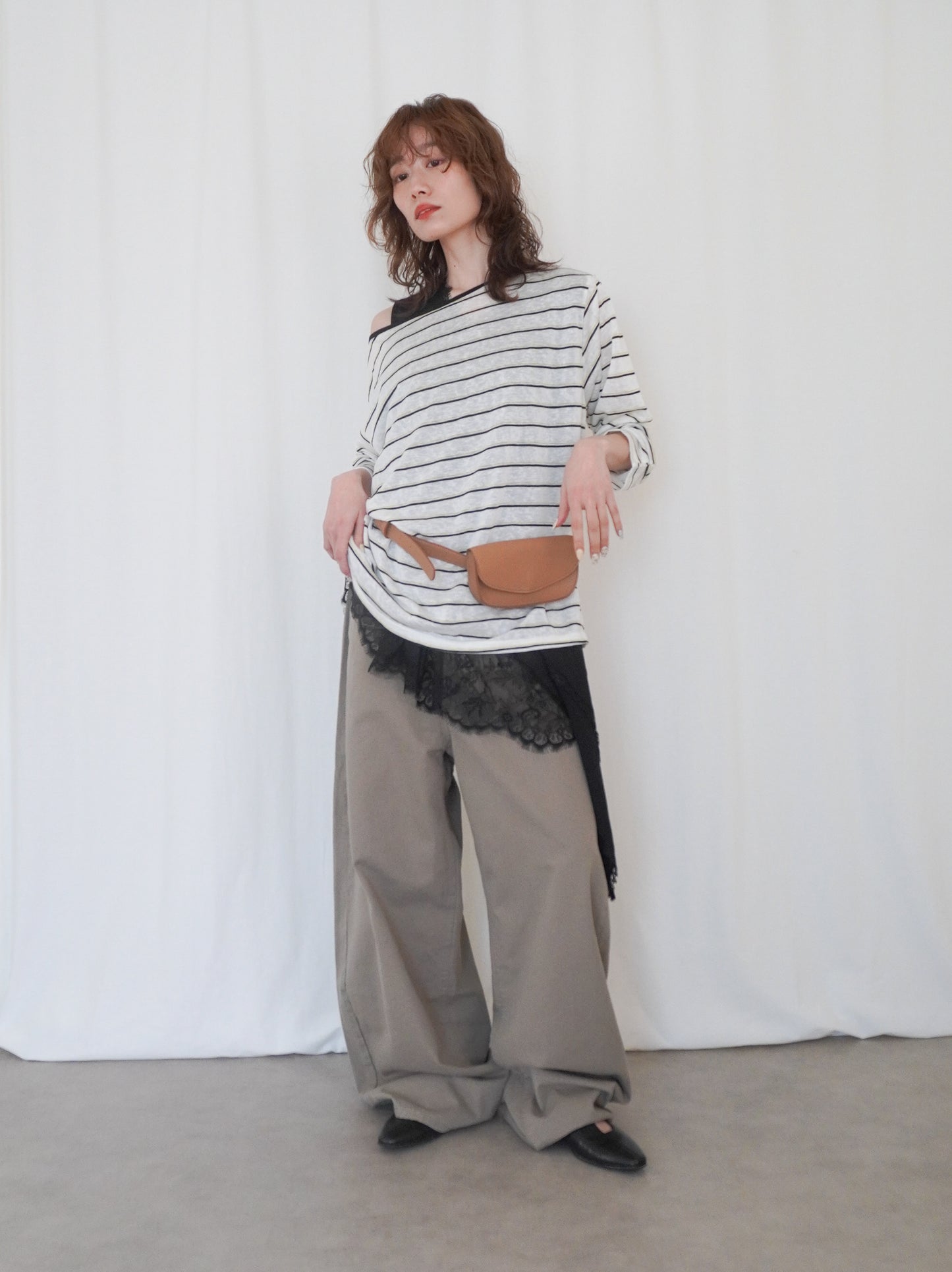 Boat neck smooth ボーダーカットソー