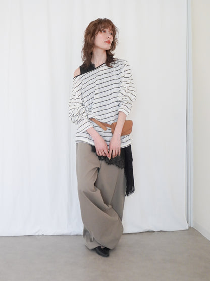 Boat neck smooth ボーダーカットソー