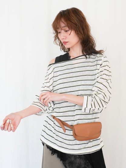 Boat neck smooth ボーダーカットソー