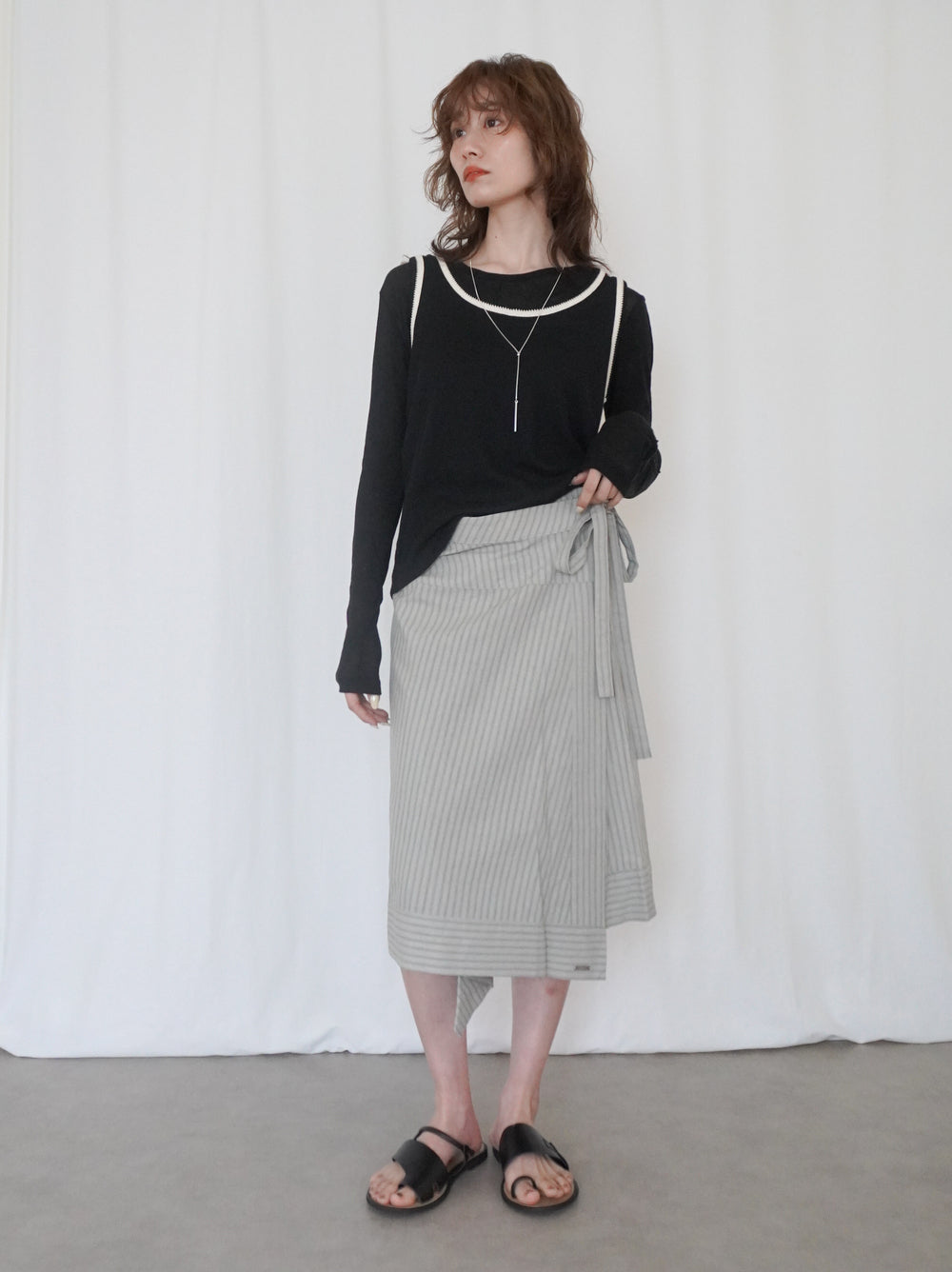 Bicolor sleevelessワッフルニットトップス