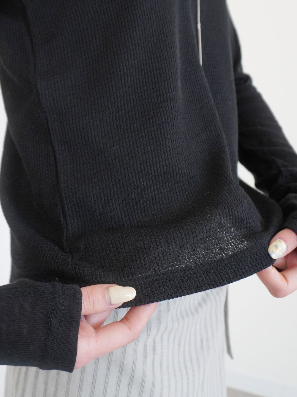 Bicolor sleevelessワッフルニットトップス