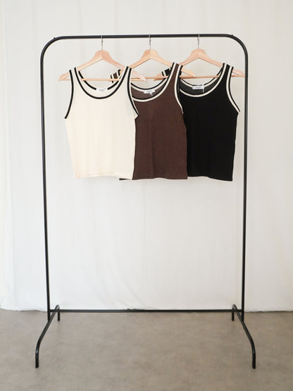 Bicolor sleevelessワッフルニットトップス