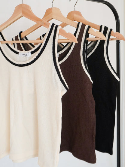 Bicolor sleevelessワッフルニットトップス