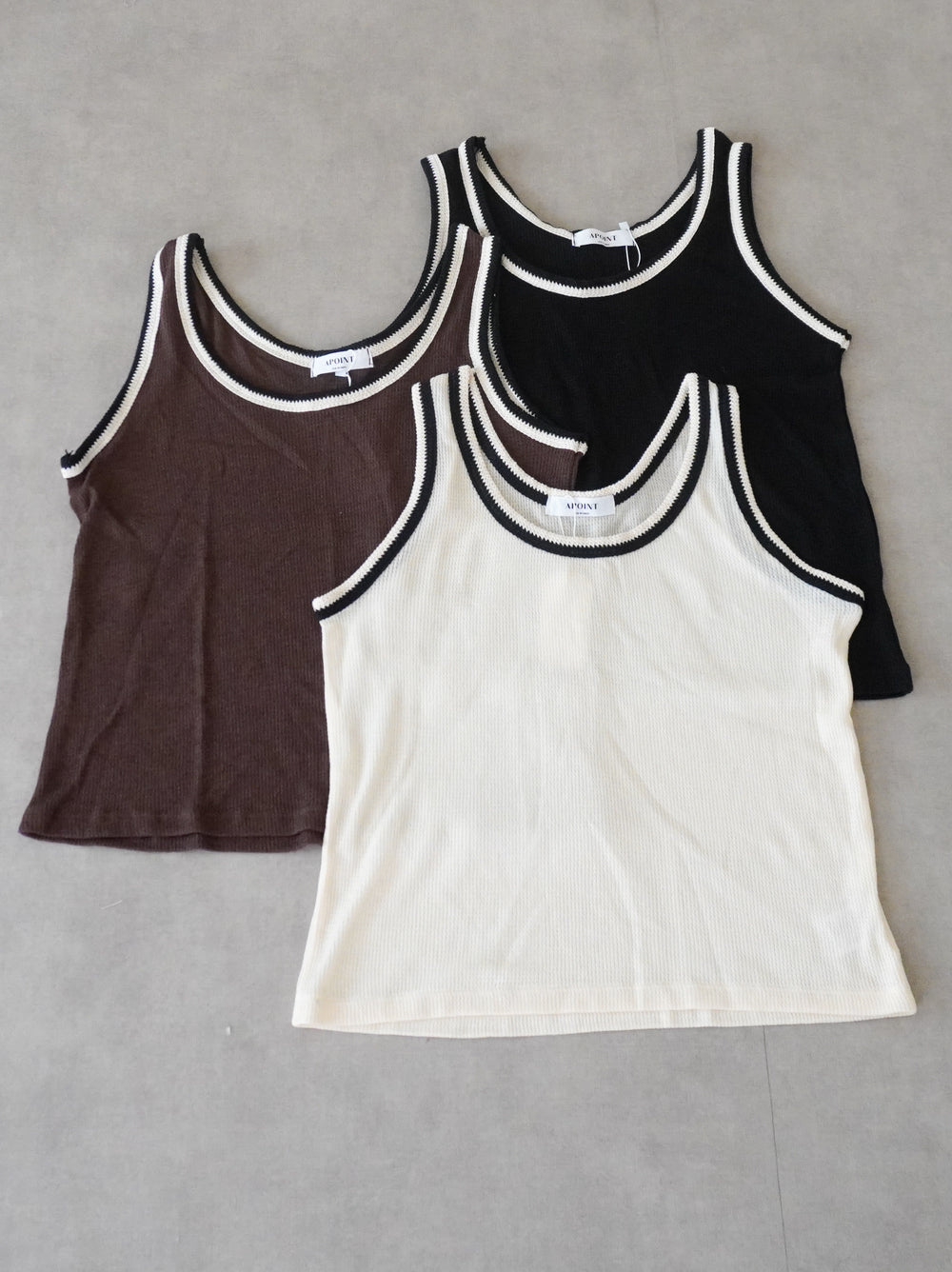 Bicolor sleevelessワッフルニットトップス