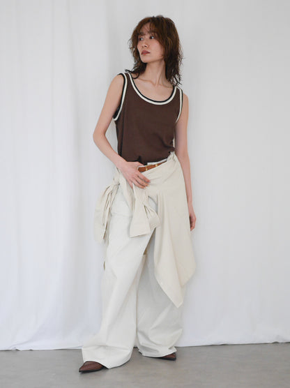 Bicolor sleevelessワッフルニットトップス