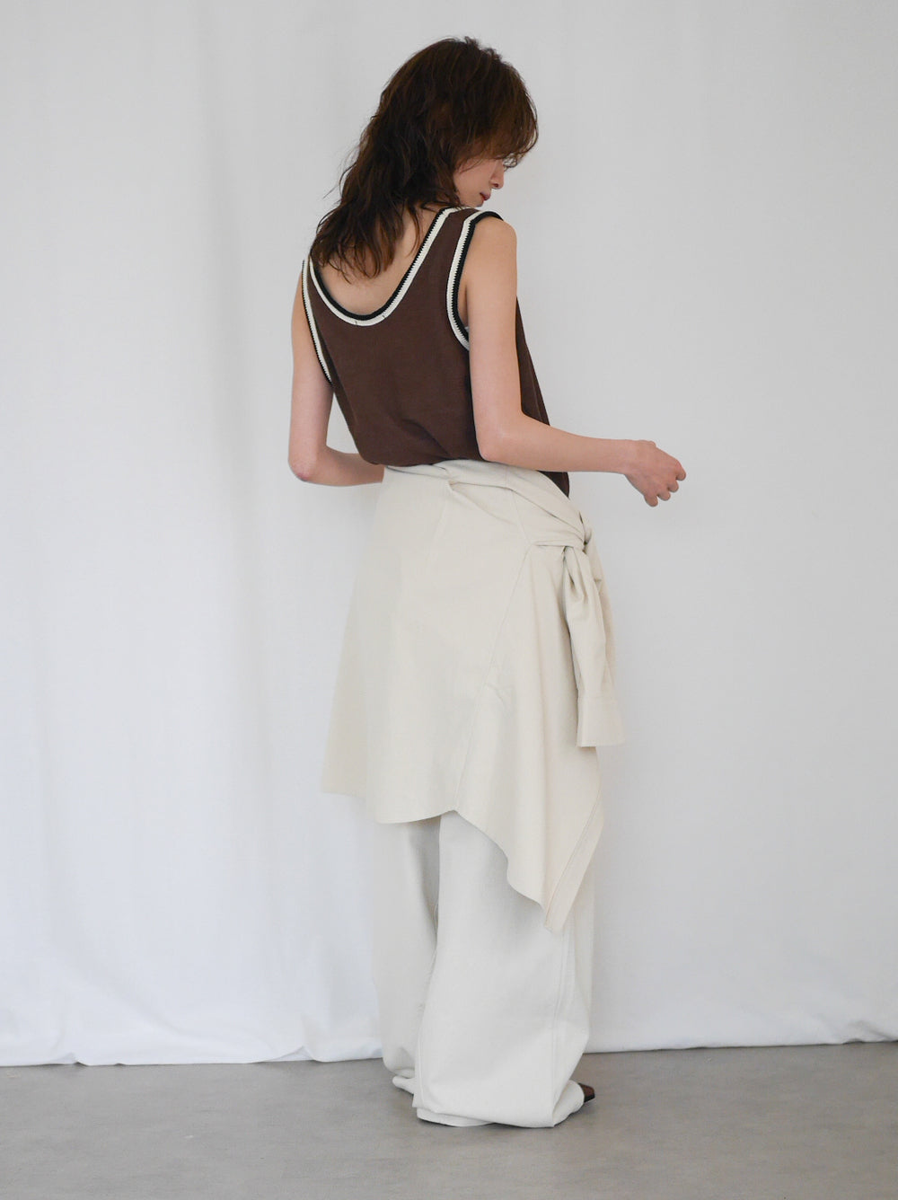 Bicolor sleevelessワッフルニットトップス