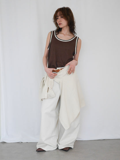 Bicolor sleevelessワッフルニットトップス