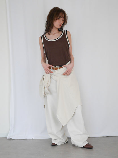 Bicolor sleevelessワッフルニットトップス