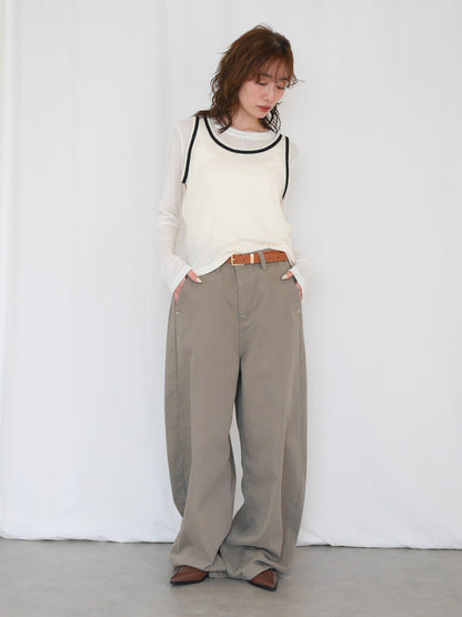 Bicolor sleevelessワッフルニットトップス