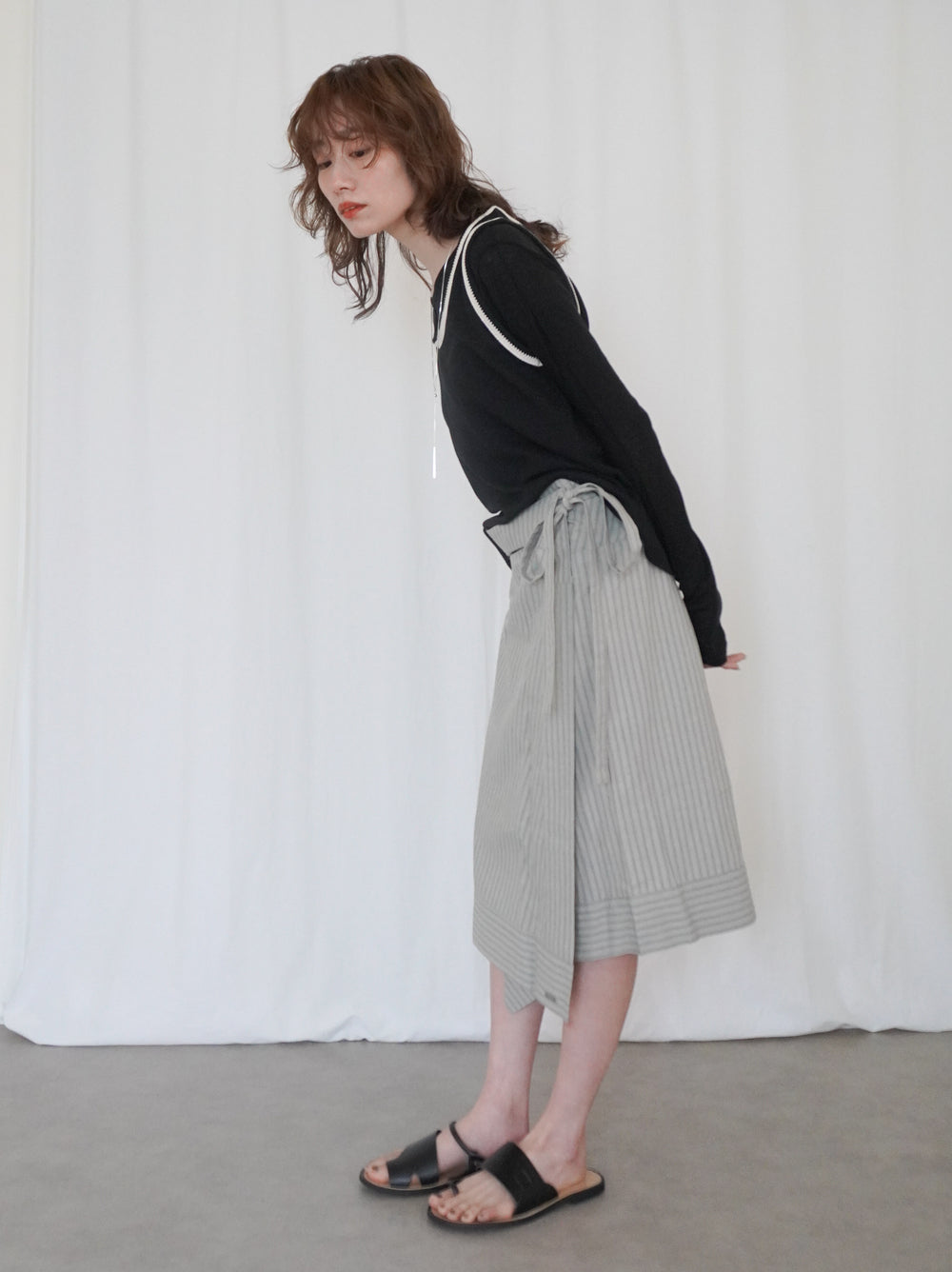 Bicolor sleevelessワッフルニットトップス