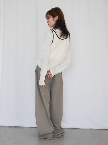 Bicolor sleevelessワッフルニットトップス