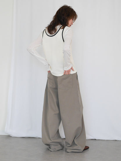 Bicolor sleevelessワッフルニットトップス