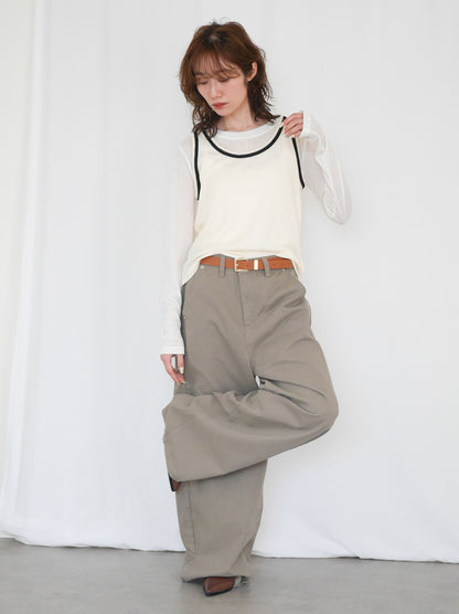 Bicolor sleevelessワッフルニットトップス