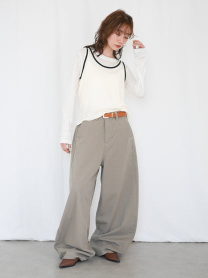 Bicolor sleevelessワッフルニットトップス