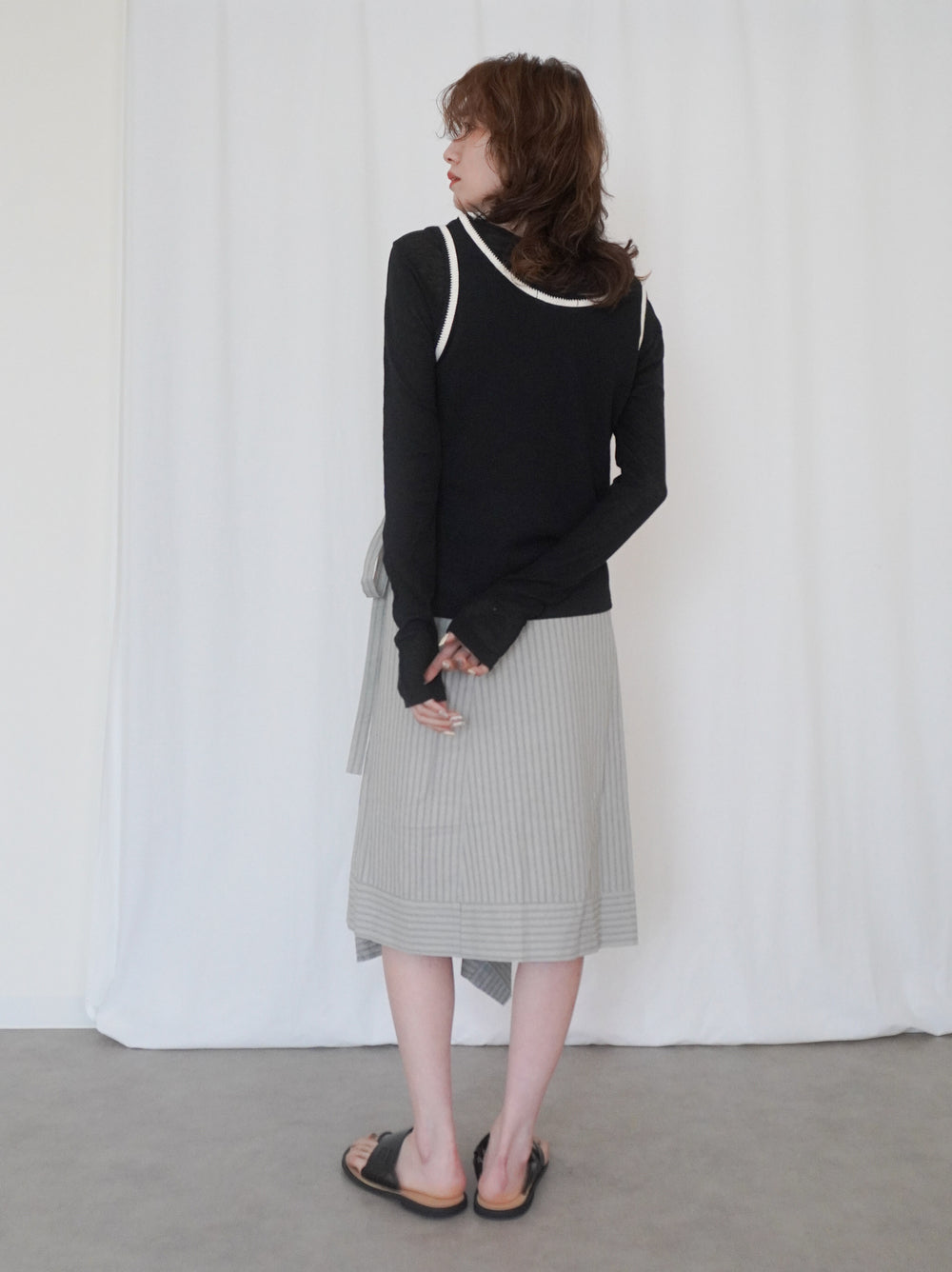 Bicolor sleevelessワッフルニットトップス