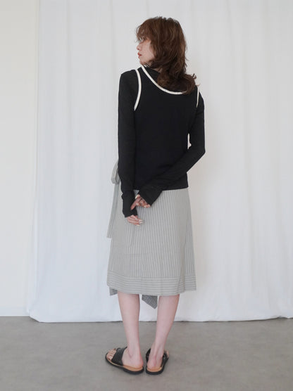Bicolor sleevelessワッフルニットトップス
